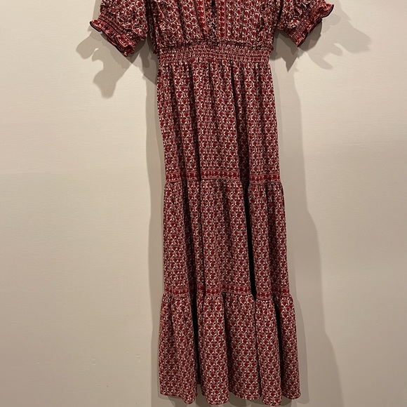 Max Studio Dress Floral Cottagecore Peasant Prairie Smocked Waist Pink - Picture 3 of 5